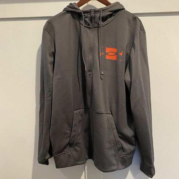 Under Armour Hoodie Men’s Large Grey Pullover 1/2 Zip Performance Fleece READ - Picture 3 of 13